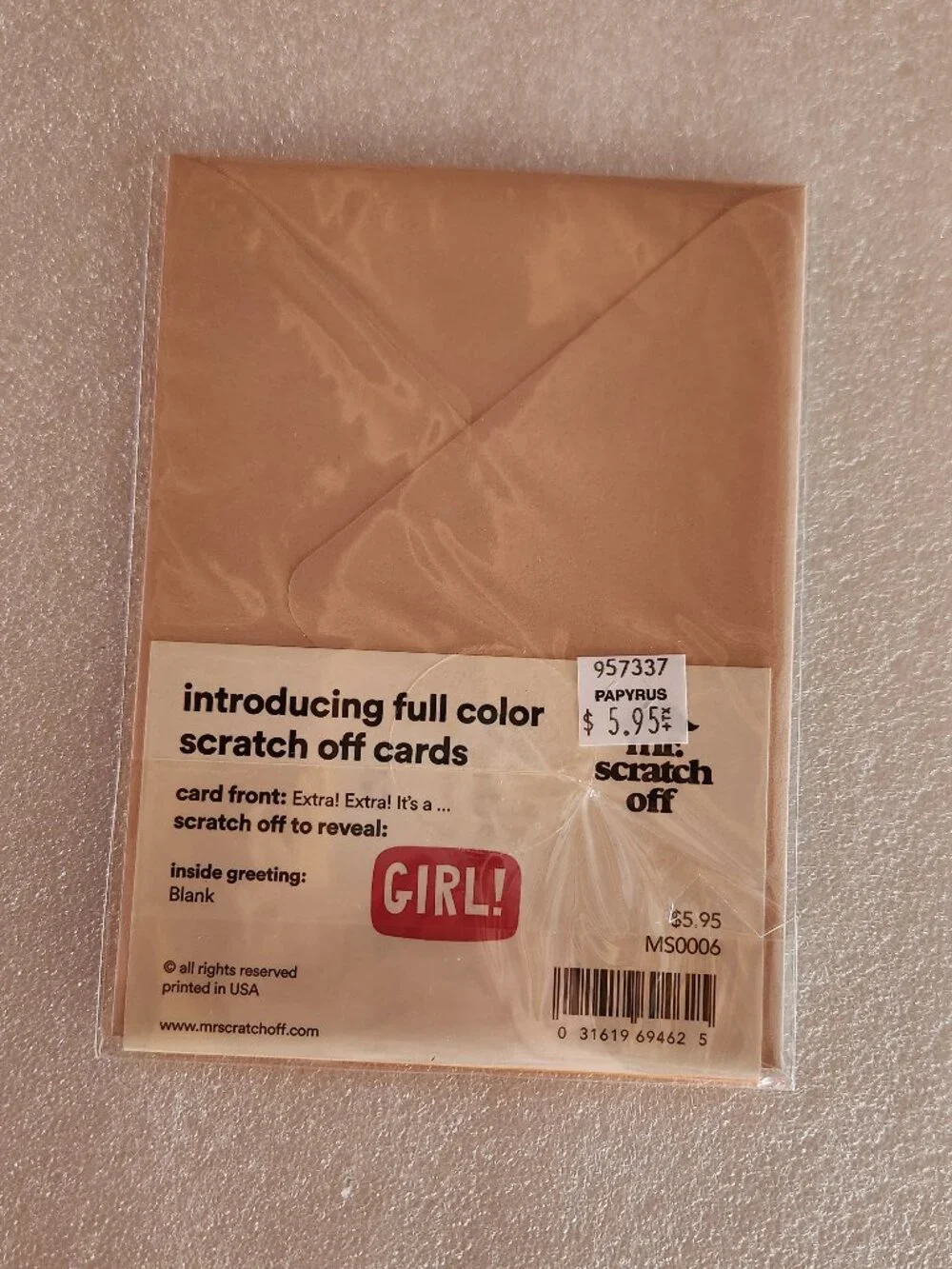 It's a Girl Scratch Off Card